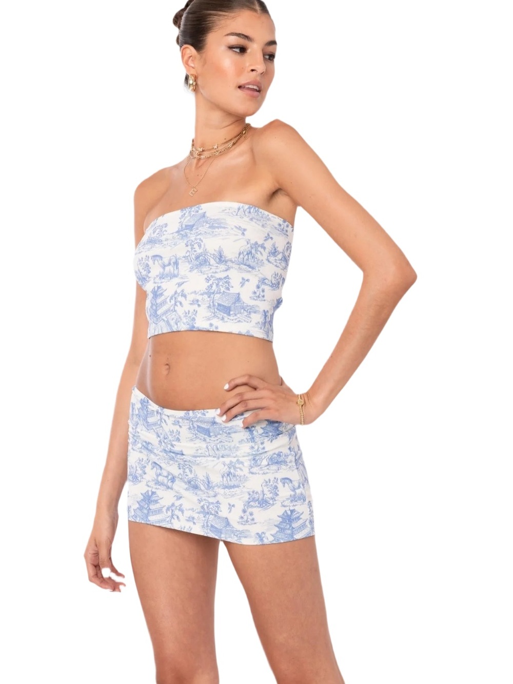 Edikted White Strapless Two-Piece Set
